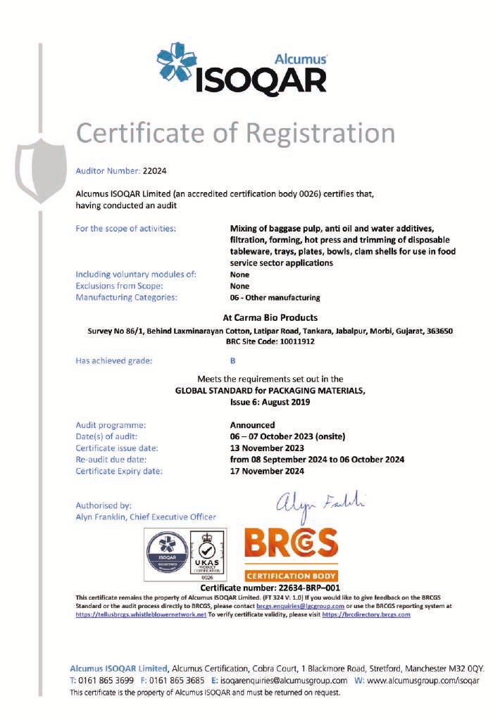 BRCGS Certificate